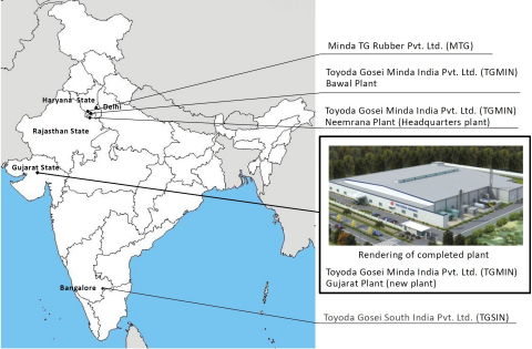 Toyoda Gosei's Production Sites in India (Graphic: Business Wire)