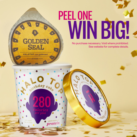 Halo Top Creamery celebrates 5-year anniversary with Golden Seal Sweepstakes. 5 lucky winners will each win a 4-day vacation for two to Maui, $5,000 to spend at their local grocery retailer and the chance to make a dream come true at their local Make-A-Wish® Foundation chapter. (Graphic: Business Wire)