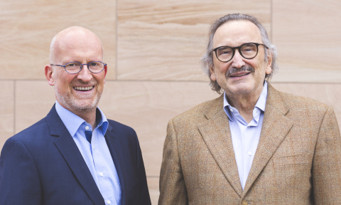 Dr. Reimar Schlingensiepen (left), the newly appointed CEO of AudioCure Pharma GmbH, takes over from Prof. Hans Rommelspacher, founder of the company, who continues as CSO. (Photo: Business Wire)