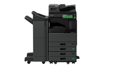 Toshiba Tec Corporation unveils the world's first hybrid multi-function peripheral (MFP), the e-STUDIO5008LP series, which prints regular black prints as well as erasable blue prints within one device. (Photo: Business Wire)