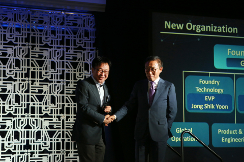 President Kinam Kim and General Manager ES Jung introduced Samsung Foundry as an independent business unit within Samsung Semiconductor at the Samsung Foundry Forum, in Santa Clara, Calif., May 24, 2017 (Photo: Business Wire)