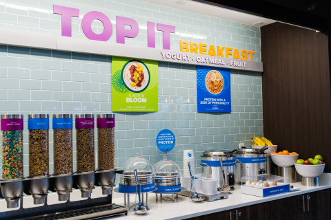 Breakfast is reinvented with the build-your-own complimentary "Top It" breakfast bar that has 30 sweet and savory toppings so guests can create their own healthy or indulgent morning masterpieces. (Photo: Business Wire)