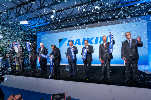 Distinguished guests join Takeshi Ebisu, CEO Goodman Global Inc. in cutting the ribbon to mark the opening of the Daikin Texas Technology Park, Wednesday, May 24, 2017 in Waller, Texas. (Paul Ladd/AP Images for Daikin)