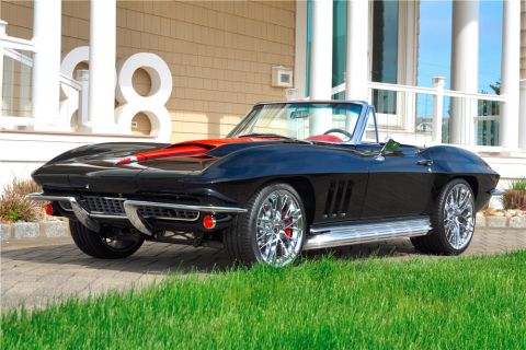 This stunning ’66 Corvette Resto Mod Convertible is a ground-up build with the most up-to-date C6 suspension and drivetrain and will cross the block during the 2nd Annual Barrett-Jackson Northeast Auction in June (Photo: Business Wire)