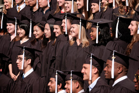 Wake Forest Master's in Management students pose for a group photo before the graduate hooding ceremony on May 14, 2017. (Photo: Business Wire)