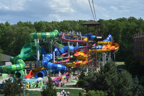 Now open, Kalahari Resorts and Conventions in Sandusky, Ohio added five new slides to the outdoor waterpark. There’s something for all levels of adventures seekers. (Photo: Business Wire)