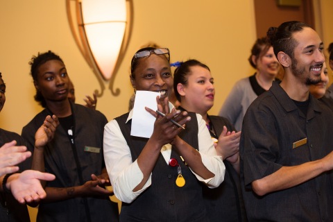 JQH’s Annual Hotel Awards and Recognition celebration received an enthusiastic response by in-person attendees as well as from hotel associates nationwide that participated via real-time videoconferencing. Image Source: Jenn Lewis Photography