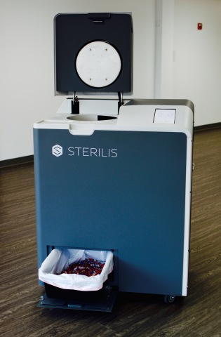 The Sterilis device uses a patented design that combines a steam sterilizer with a grinder and allows infectious regulated medical waste (RMW) to be treated on-site and on-demand at point-of-care in about 60 minutes. (Photo: Business Wire)