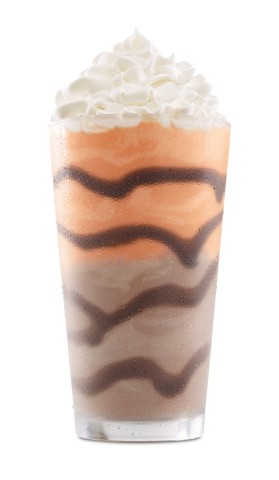 Arby’s Liger Shake is a cross between the brand’s Ultimate Chocolate Shake and Orange Cream Shake with stripes of Ghirardelli Chocolate Sauce, resulting in a handsome, liger-like blend of colors that is bursting with rich, sweet flavors. (Photo: Business Wire)
