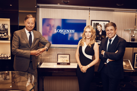 3 models of the Flagship Heritage by Kate Winslet are being auctioned online for the benefit of The Golden Hat Foundation co-founded by the British actress. (Photo: Longines)