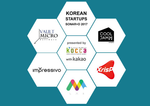 5 promising and innovative Korean startups, COOLJAMM, Impressivo Korea, m.Lab, Vault Micro and XrisP will be showcased in Sonar+D in Barcelona, Spain which will be held in Fira Montjuic from 14th to 16th of June. It is the international conference, dedicated to Creativity, Technology and Business running concurrently with Sonar which is an electronic and advanced music festival. The 5 start-ups have been selected and supported by Korea Creative Content Agency (KOCCA), a government agency that supports Korean creative industry. (Graphic: Business Wire)