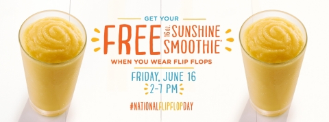 Tropical Smoothie Cafe kicks off summer with free smoothies for National Flip Flop Day (Photo: Tropical Smoothie Cafe).