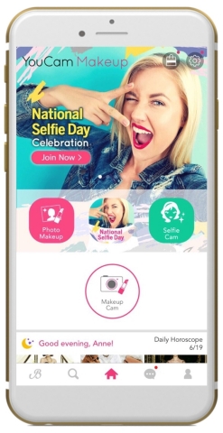 Join YouCam in celebrating National Selfie Day by sharing your best shot and tagging #YouCamSelfie on social media . (Photo: Business Wire)
