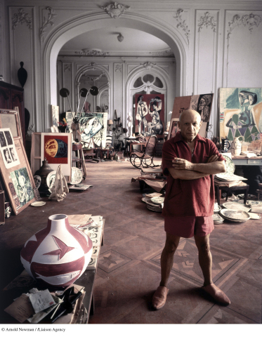 Portrait of artist Pablo Picasso September 11, 1956 in Cannes, France. (Photo by Arnold Newman/Getty Images)