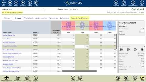 A view of a gradebook summary from the Classroom 360 application. (Photo: Business Wire)