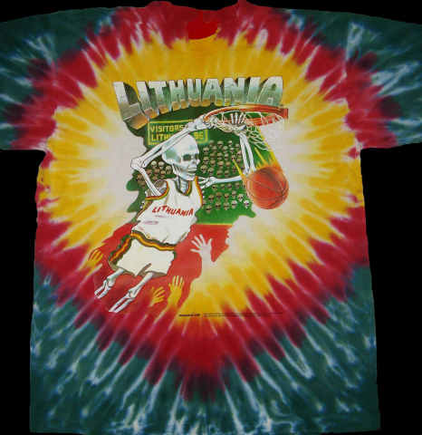 Greg Speirs' 1992 Lithuanian Tie Dye Skullman ® basketball uniforms became forever part of Lithuania folklore. Original 1992 Lithuanian Tie Dye ® Jerseys are available from Skullman.com (1992 Copyright © & ® Trademarks of Greg Speirs / Licensor.) (Photo: Business Wire)