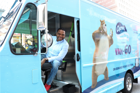 black-ish star Anthony Anderson rolls through the streets of New York City in a Charmin Van-GO, the first-ever on demand mobile bathroom service on Wednesday, June 21, 2017. (Amy Sussman/AP Images for Charmin)