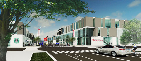 Artist rendering of planned multi-tenant research facility on West Nobel Street (Source: USD Discovery District First Building cGMP Study)