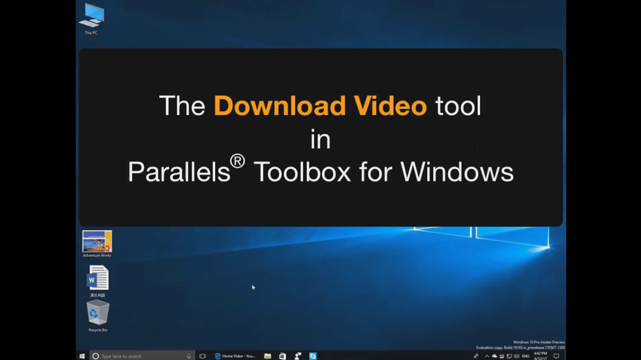 How to download a video from YouTube in one click! Parallels Toolbox for Windows software includes more than 20 single-purpose tools that let you quickly complete common computing tasks in just one click - including Download Video, Block Camera, Hide Desktop and more.