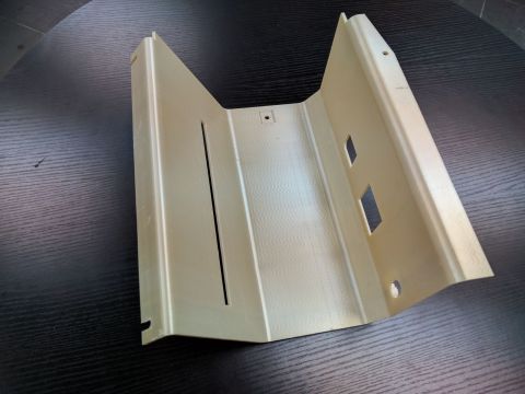 Final business class headphone cabinet part, 3D printed in ULTEM 9085 material with the Stratasys Fortus 900mc Aircraft Interiors Certification Solution (Photo: Business Wire)