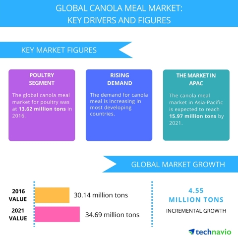 Technavio has published a new report on the global canola meal market from 2017-2021. (Graphic: Business Wire)