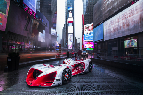 Roborace’s Robocar makes its U.S. debut in Times Square in New York City. (Photo: Business Wire)