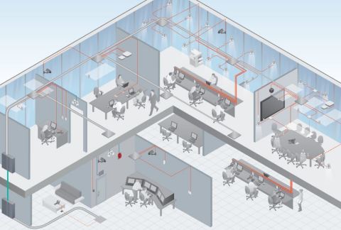 By pre-cabling an office space with consolidation points, architects have the flexibility to easily connect any system or device in each zone. CommScope will present about building connectivity solutions during the August workshops. (Graphic: Business Wire)