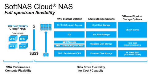 SoftNAS Cloud® NAS enables customers the flexibility to choose among various compute and backend storage options and select the ideal balance between cost and performance. (Graphic: Business Wire)