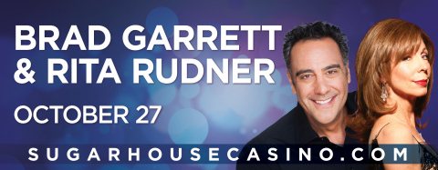 Brad Garrett and Rita Rudner will perform their comedy at the SugarHouse Casino Event Center on Friday, October 27 at 9 p.m. (Graphic: Business Wire)