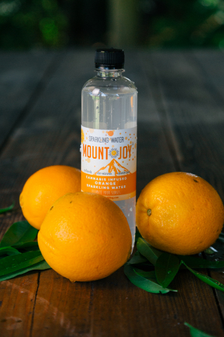 Mountjoy cannabis-infused sparkling water in orange with the finest, full-spectrum cannabis oils containing 12mg of hybrid THC and water sourced from a pristine aquifer on a Sonoma County ranch. (Photo: Mountjoy)