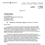 Letter from Baron & Budd Attorney Roland Tellis to Wells Fargo General Counsel C. Allen Parker, Esq.