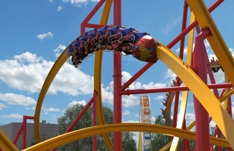 Wonder Woman™ Golden Lasso Coaster features three uniquely designed single passenger coaster trains to create the sensation of riding on air. This is also a first in the history of Six Flags Fiesta Texas. (Photo: Business Wire)