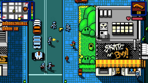 The Retro City Rampage game reimagines the open-world crime genre of the ’80s. (Photo: Business Wire)