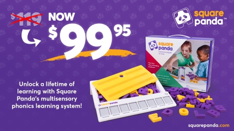 Square Panda drops the price of its learning system from $119 to $99.95, just in time for the back-to-school season, offering parents a quality and research-based early literacy tool for their child (Graphic: Business Wire)