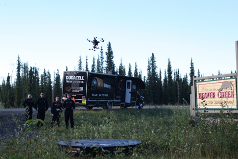 Explorer150 Launches: A History Making Moment. Beavercreek, Yukon: Explorer150, Canada’s first cross-country streamed drone journey, embarked on the first leg of its 11,000 km trip. Canadians interested in following can visit www.macleans.ca/duracelldrone. (Photo: Business Wire)