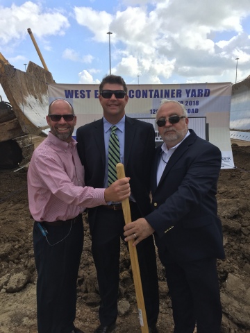 (Left to Right) Jeff Davis, Port Houston Chief Port Operations Officer; Greg Linbeck, Terminal Link Texas (TLT); and Marius Scintee, CMA CGM. (Photo: Business Wire)
