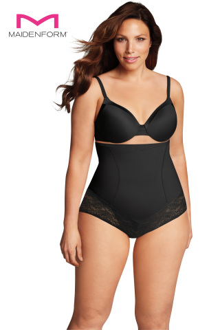 Maidenform Curvy shapewear is designed based on curvy women's bodies - unheard of in the industry. The line also offers patent-pending design features to improve fit and flex-to-fit lace that enhances the line's aesthetic and provides increased comfort, along with anti-static, cling-free fabric with wicking technology that makes the shapewear cool and comfortable. (Photo: Business Wire)
