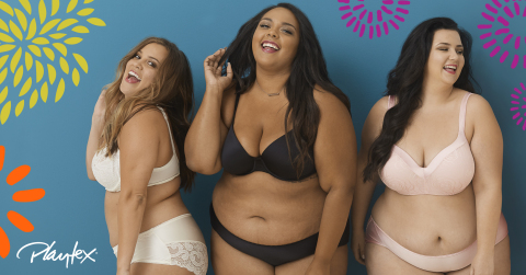 Playtex Love My Curves stays true to the bra brand's core competency of smoothing, lifting and supporting, but updates its look with fresh, modern styling that includes moderate coverage - a first for Playtex and something curvy women specifically asked for. (Photo: Business Wire)