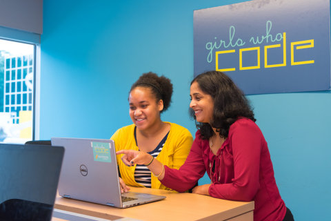 Stamford, CT -- Leah (left), age 15, and Synchrony Financial (NYSE:SYF) Mentor Uma Subramanian (righ ... 