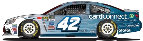 Kyle Larson's No. 42 Chevrolet SS with First Data branding (Photo: Business Wire)