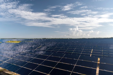 The 50 MWac solar facility at NAS Pensacola NOLF Saufley comprises nearly 600,000 solar PV modules and will power approximately 7,400 homes in Escambia County. (Photo: Business Wire)