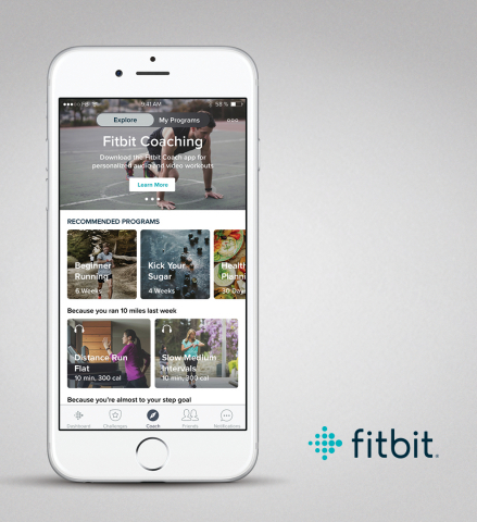 Fitbit’s new premium guidance and coaching offering launches with Fitbit Coach, Audio Coaching sessions and Guided Health Programs which offer dynamic, personalized and goal-based curriculums to drive positive health outcomes. (Photo: Business Wire)