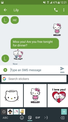 Swyft Media's sticker pack for Hello Kitty for Gboard for Android (Photo: Business Wire)