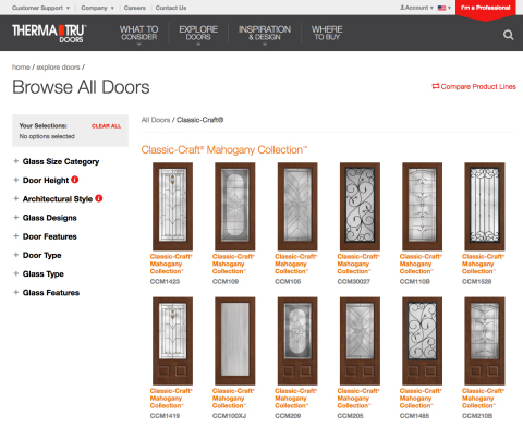 Therma-Tru's Design Your Door intuitively guides homeowners through the door selection process. (Photo: Business Wire)