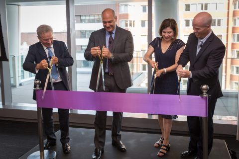 Natixis Global Asset Management welcomed associates to the firm’s new Boston offices. Pictured: CEO Jean Raby, CEO for the US & Canada David Giunta, CFO Beatriz Pina Smith, and SVP Rob Lyons. (Photo: Business Wire)