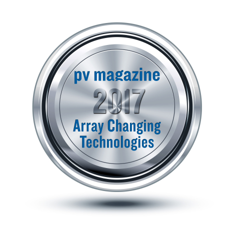 Amber Kinetics was named winner of pv magazine’s Array Changing Technologies Award 2017. (Graphic: Business Wire)