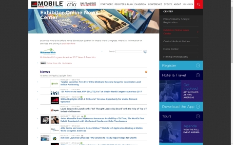 Business Wire will be making breaking Mobile World Congress Americas 2017 exhibitor news releases available through an Exhibitor Online News Center at https://www.mwcamericas.com/press-zone/exhibitor-online-news-center/ (Photo: Business Wire) 