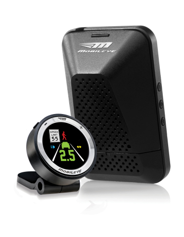 Mobileye aftermarket advanced driver assistance systems provide visual and audio alerts to drivers, warning them of potentially dangerous situations on the road. (Credit: Mobileye)