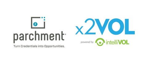 x2VOL Launches Official Service Transcript™ Available via Parchment: Authenticated Digital Community Service and Service Learning Transcripts Delivered to Colleges and Universities (Graphic: Business Wire)