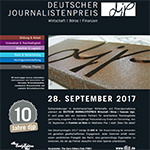 Anmeldeflyer für die djp-Preisverleihung am 28.9.2017 in Frankfurt